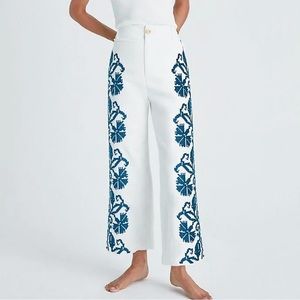 Anthropologie Becky Embroidered Wide-Leg Pants Size 2